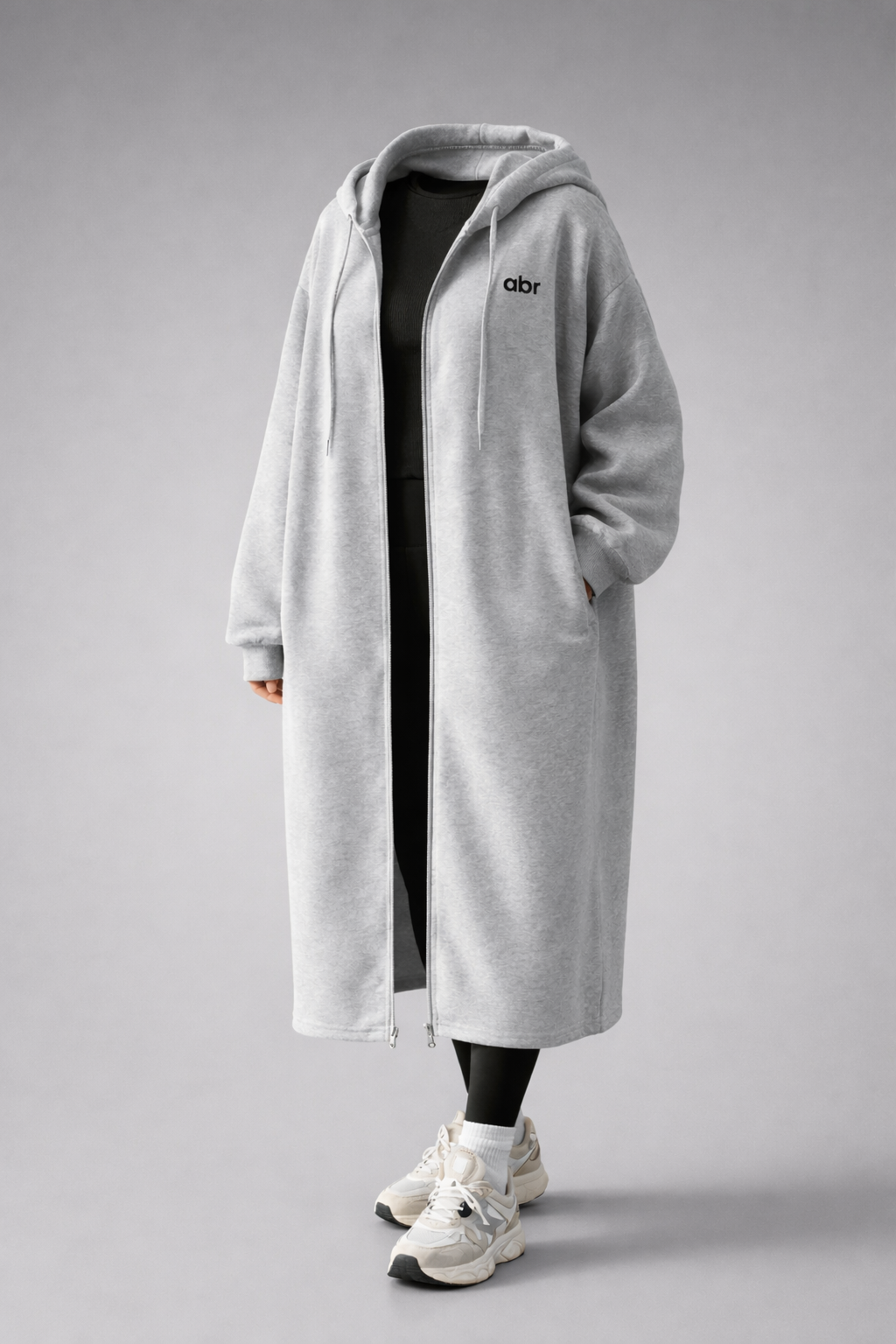 Hoodie Long abr – Gris